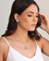 Conjunto Coração Galhos Ródio Branco