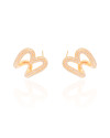 Brinco Argola Coração Vazado Cravejado Cristal 2.2 cm Banhado a Ouro 18K