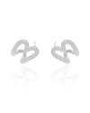 Brinco Argola Coração Vazado Cravejado Cristal 2.2 cm Ródio Branco