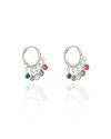 Brinco Argola Click Pontos de Luz Coloridos 2.5 cm Ródio Branco
