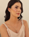 Gargantilha Dupla Gotas Cristal Banhado a Ouro 18K