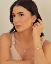 Pulseira Elos Retangulo Cristal Banhado a Ouro 18K