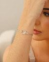 Pulseira Elos Retangulo Cristal Ródio Branco