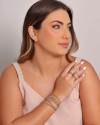Brinco Meia Argola Filetes Lisos 1.8 cm Banhado a Ouro 18K
