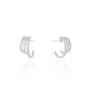 Brinco Meia Argola Filetes Lisos 1.8 cm Ródio Branco