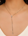 Gargantilha Gravata Baguetes Cristal Ródio Branco