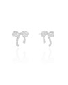 Brinco Laço Orgânico Cravejado Cristal 1.8 cm Ródio Branco