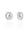 Brinco Oval Abaulado Liso 2.2 cm Ródio Branco