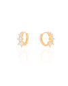 Brinco Argola Click Pontos de Luz Cristal 1.4 cm Banhado a Ouro 18K