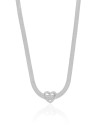 Gargantilha Malha Fita Coração Ródio Branco