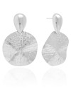 Brinco Gota Redondo Orgânico 5.5 cm Ródio Branco