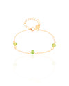 Pulseira Infantil Elos Cristais Ligth Green 4 mm Banhado a Ouro 18K