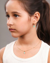 Gargantilha Infantil Coração Verde 7 mm Banhado a Ouro 18K - 35 cm