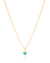 Gargantilha Infantil Coração Verde 7 mm Banhado a Ouro 18K - 35 cm