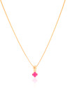 Gargantilha Infantil Trevo Rosa 7 mm Banhado a Ouro 18K - 35 cm
