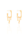 Brinco Argola Quadrada Lisa Derretida 3.5 cm Banhado a Ouro 18K