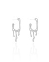Brinco Argola Quadrada Lisa Derretida 3.5 cm Ródio Branco