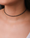 Choker Hematita Grafite 2 mm Ródio Negro