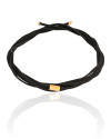 Cordão Camurça Preta Retângulo 4 mm Banhado a Ouro 18K - 1,5 m