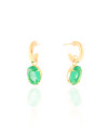 Brinco Argola Lisa Ponto de Luz Oval Turmalina 3.1 cm Banhado a Ouro 18K