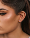 Brinco Ponto de Luz Safira Rosa 5 mm Banhado a Ouro 18K
