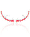 Ear Cuff Pontos de Luz Ovais Rubi Cravejado Cristal Ródio Branco