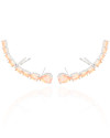 Ear Cuff Pontos de Luz Ovais Morganita Cravejado Cristal Ródio Branco