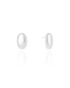 Brinco Oval Liso 1.7 cm Ródio Branco