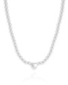 Choker Bolinhas Coração Liso Ródio Branco
