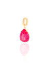 Pingente Gota Safira Rosa Cravejada Cristal Banhado a Ouro 18K