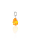 Pingente Gota Citrino Cravejada Cristal Ródio Branco