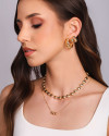 Brinco Argola Reta Bolas Lisas 3.0 cm Banhado a Ouro 18K