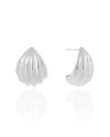 Brinco Argola Abaulada Frisada 2.6 cm Ródio Branco
