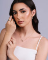 Anel Reto Liso Cravejado Cristal Tamanho 12 Banhado a Ouro 18K