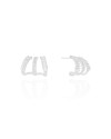 Brinco Argola Filetes Cravejados Baguetes Cristal 1.3 cm Ródio Branco