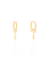 Brinco Argola Click Orgânica Derretida Cravejado Cristal 2.8 cm Banhado a Ouro 18K
