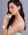 Brinco Argola Gota Filetes Liso 3.1 cm Ródio Branco