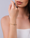 Pulseira Elos Cravejados Cristal Banhado a Ouro 18K