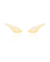 Ear Cuff Filetes Corações Cristal Banhado a Ouro 18K