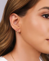 Brinco Argola Click Cravejada Cristal 1.0 cm Banhado a Ouro 18K
