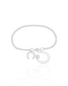 Pulseira Elos Quadrados Ferradura Cravejada Cristal Ródio Branco