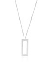 Gargantilha Gurmet Achatada Retangulo Vazado Liso Ródio Branco - 40 cm