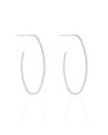 Brinco Argola Oval Fio 4.2 cm Ródio Branco