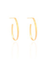 Brinco Argola Oval Fio Reto Liso 3.4 cm Banhado a Ouro 18K