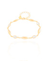 Pulseira Lisa e Zircônias com Cristal Banhado a Ouro 18k