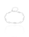 Pulseira Lisa e Zircônias com Cristal Ródio Branco