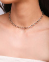 Choker Elos Ovais Ródio Branco