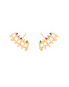 Brinco Ear Cuff Cravejado Colorido Banhado a Ouro 18K