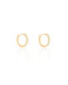 Brinco Argola Click Cravejada Cristal Banhado a Ouro 18K