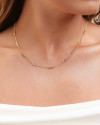Gargantilha Grumet Retangulos Cristal Banhado a Ouro 18K - 45 cm